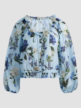 ALICE + OLIVIA Women's McLaine Floral Cotton-Silk Crop Blouse