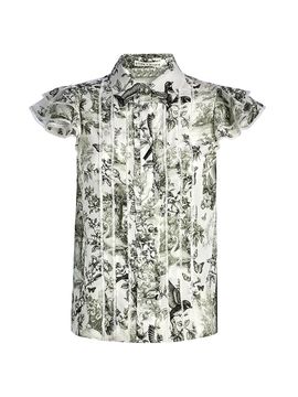ALICE + OLIVIA Women's Minda Printed Silk Pleated Blouse