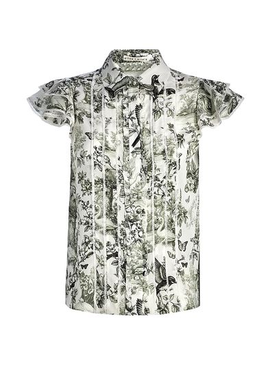 ALICE + OLIVIA Women's Minda Printed Silk Pleated Blouse