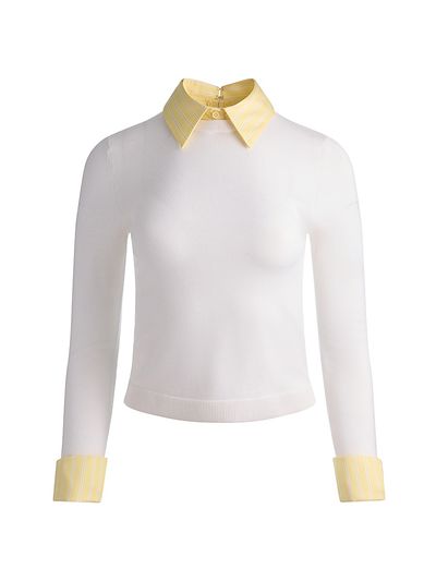 Alice + Olivia Women's Porla Stretch Wool Collared Sweater