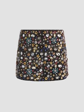 ALICE + OLIVIA Women's Rubi Embellished Micro Mini Skirt