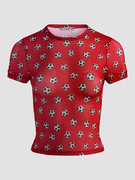 ALICE + OLIVIA Women's Tess Soccer Print T-Shirt