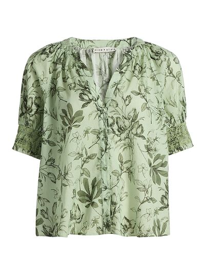 Alice + Olivia Women's Thalia Printed Puff-Sleeve Blouse