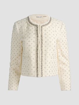 ALICE + OLIVIA Women's Thomasina Embellished Tweed Crop Jacket