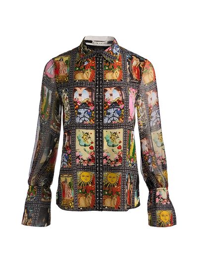 ALICE + OLIVIA Women's Wan Tarot-Printed Silk Blouse
