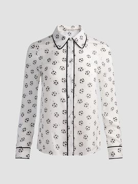 ALICE + OLIVIA Women's Willa Soccer-Print Silk Shirt