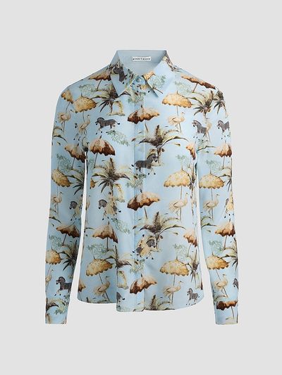 ALICE + OLIVIA Women's Willa Staceface Silk Button-Front Top