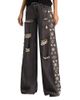 Alice And Olivia Alice and Olivia Amazing Cotton Low Rise Wide Leg Jeans in Georgia Vintage Black/Multi - 1
