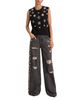 Alice And Olivia Alice and Olivia Amazing Cotton Low Rise Wide Leg Jeans in Georgia Vintage Black/Multi - 2