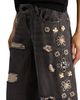 Alice And Olivia Alice and Olivia Amazing Cotton Low Rise Wide Leg Jeans in Georgia Vintage Black/Multi - 5