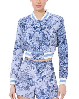 Alice And Olivia Alice and Olivia Barton Cropped Varsity Jacket