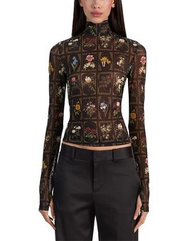 Alice And Olivia Alice and Olivia Delaina Mesh Turtleneck Top