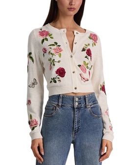 Alice And Olivia Alice and Olivia Dollie Crewneck Cardigan Sweater