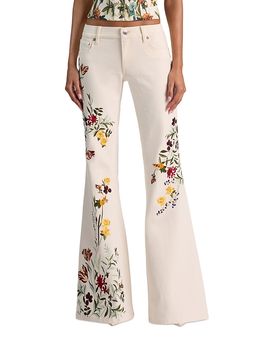 Alice And Olivia Alice and Olivia Emryn Low Rise Flare Jeans in Vanilla Multi