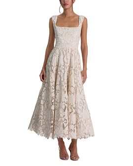 Alice And Olivia Alice and Olivia Esma Square Neck Flared Midi Dress
