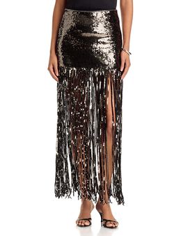 Alice And Olivia Alice and Olivia Kendra Sequin Fringe Maxi Skirt
