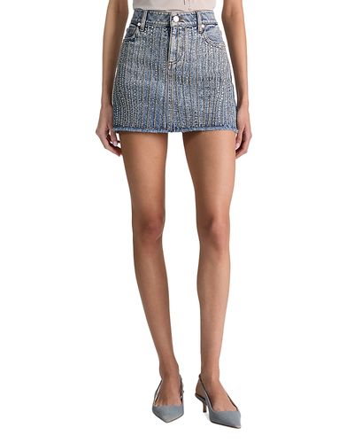 Alice And Olivia Alice and Olivia Kiera Embellished Denim Mini Skirt