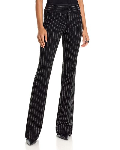 Alice And Olivia Alice and Olivia Mid Rise Cotton Blend Flare Jeans in Black/Clear Crystal