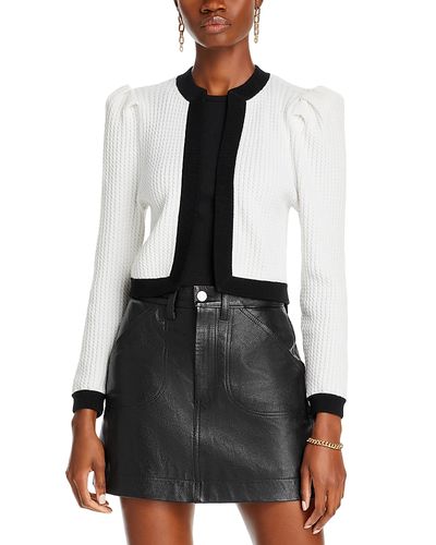 Alice And Olivia Alice and Olivia Trina Cable Puff Sleeve Cropped Cardigan