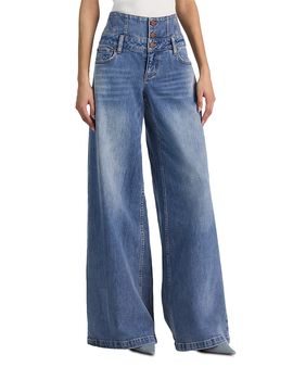 Alice And Olivia Alice and Olivia Whit Mid Rise Corset Button Jeans in Brooklyn Blue