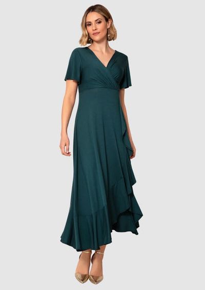 Alie Street London Alie Street London Petite Waterfall Ruffle Wrap Midi Dress