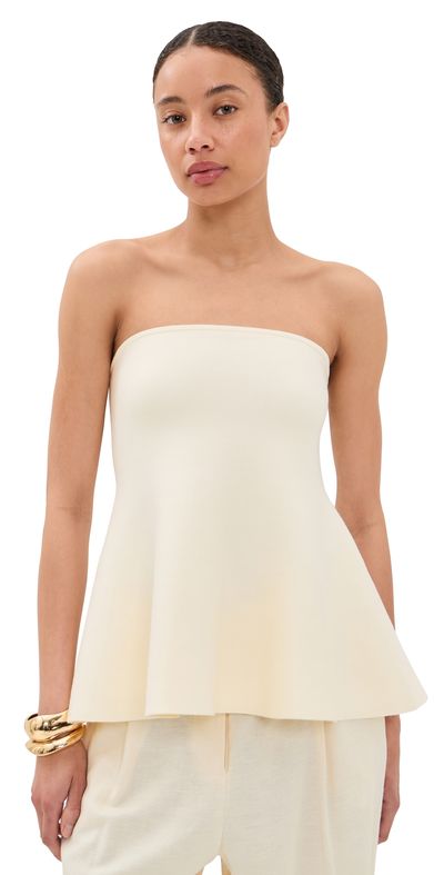 ALIGNE ALIGNE Amy Knitted Bandeau Peplem Top Ivory