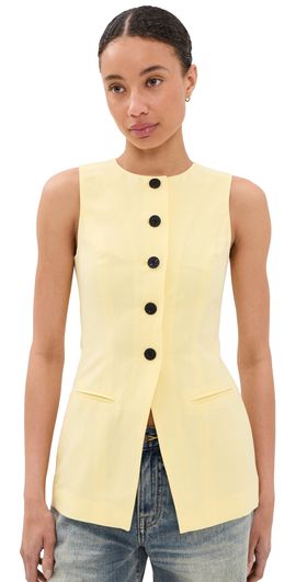 ALIGNE ALIGNE Leo Linen Mix Waistcoat Butter Yellow