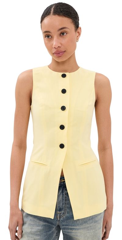 ALIGNE ALIGNE Leo Linen Mix Waistcoat Butter Yellow