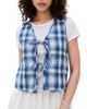 ALIGNE ALIGNE Mario Tie Front Waistcoat Blue Check - 1