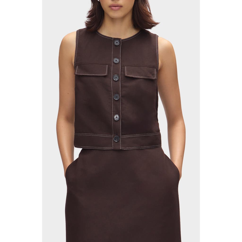 ALIGNE ALIGNE Summer Linen & Organic Cotton Blend Button-Up Crop Top