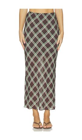 ALIGNE ALIGNE Yvonne Check Maxi Skirt