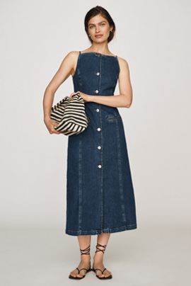 ALIGNE Santiago Denim Button-Front Midi Dress