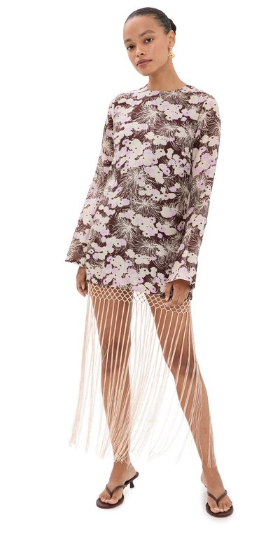 Alix of Bohemia Alix of Bohemia Narene Dandelion Silk Mini Dress Dark Brown