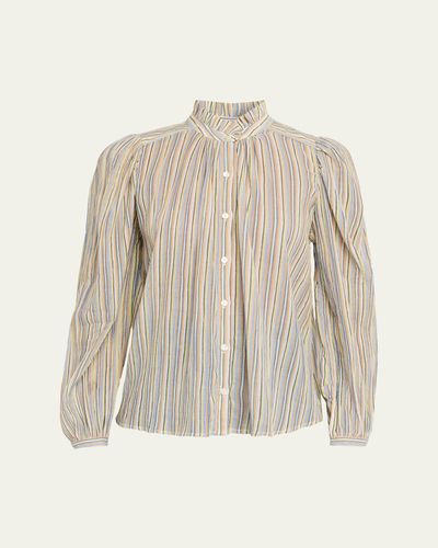 Alix of Bohemia Annabel Long-Sleeve Striped Cotton Blouse