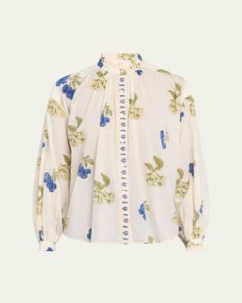 Alix of Bohemia Poet Long-Sleeve Floral Cotton Blouse