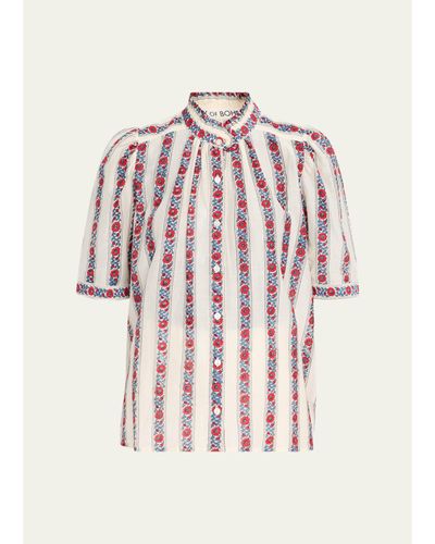 Alix Of Bohemia Winnie Roseband Puff-Sleeve Blouse