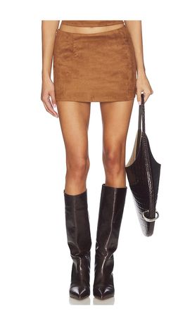 ALL THE WAYS ALL THE WAYS Aiya Faux Suede Skirt