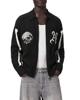 Allsaints Allsaints Adrian Skeleton Graphic Zip Sweater
