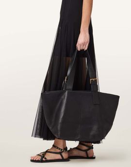 AllSaints AllSaints Alba leather zip tote bag in black