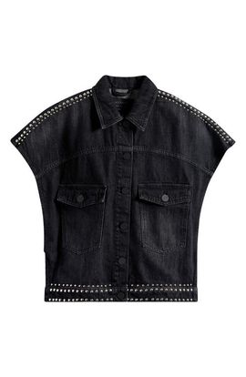 AllSaints AllSaints Alba Stud Detail Sleeveless Denim Jacket