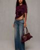 AllSaints AllSaints Althea Velvet Floral Graphic Sheer Tee in Maroon, Women's at Urban Outfitters - 1