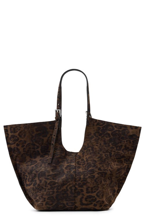AllSaints AllSaints Ara East West Leopard Print Suede Tote