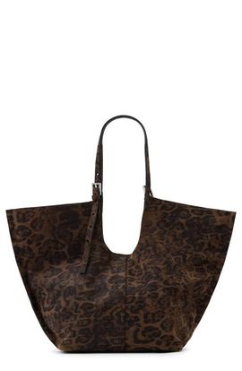 AllSaints AllSaints Ara East West Leopard Print Suede Tote