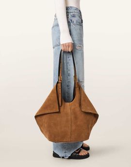 AllSaints AllSaints Ara suede leather tote bag in brown