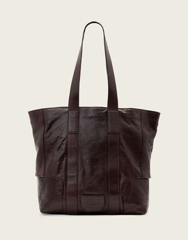 AllSaints AllSaints Ares grain leather tote bag in burgundy-Red