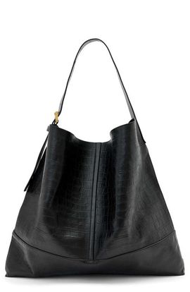 AllSaints AllSaints Asha Croc Embossed Leather Shoulder Bag