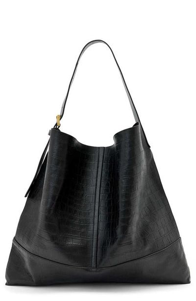 AllSaints AllSaints Asha Croc Embossed Leather Shoulder Bag