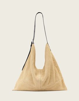 AllSaints AllSaints asha suede shoulder bag in sahara white