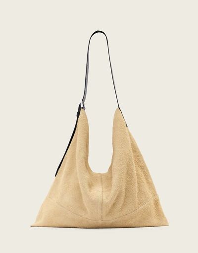 AllSaints AllSaints asha suede shoulder bag in sahara white
