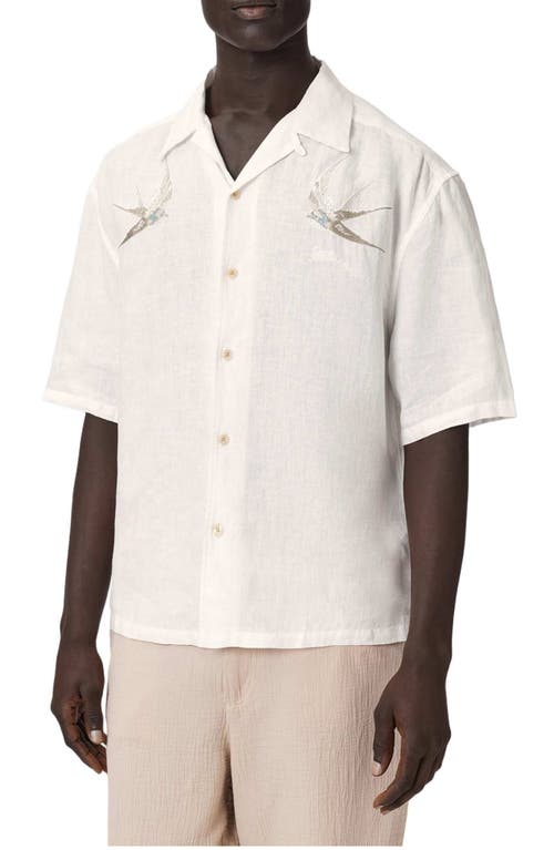 AllSaints AllSaints Avia Bird Embroidered Linen Camp Shirt